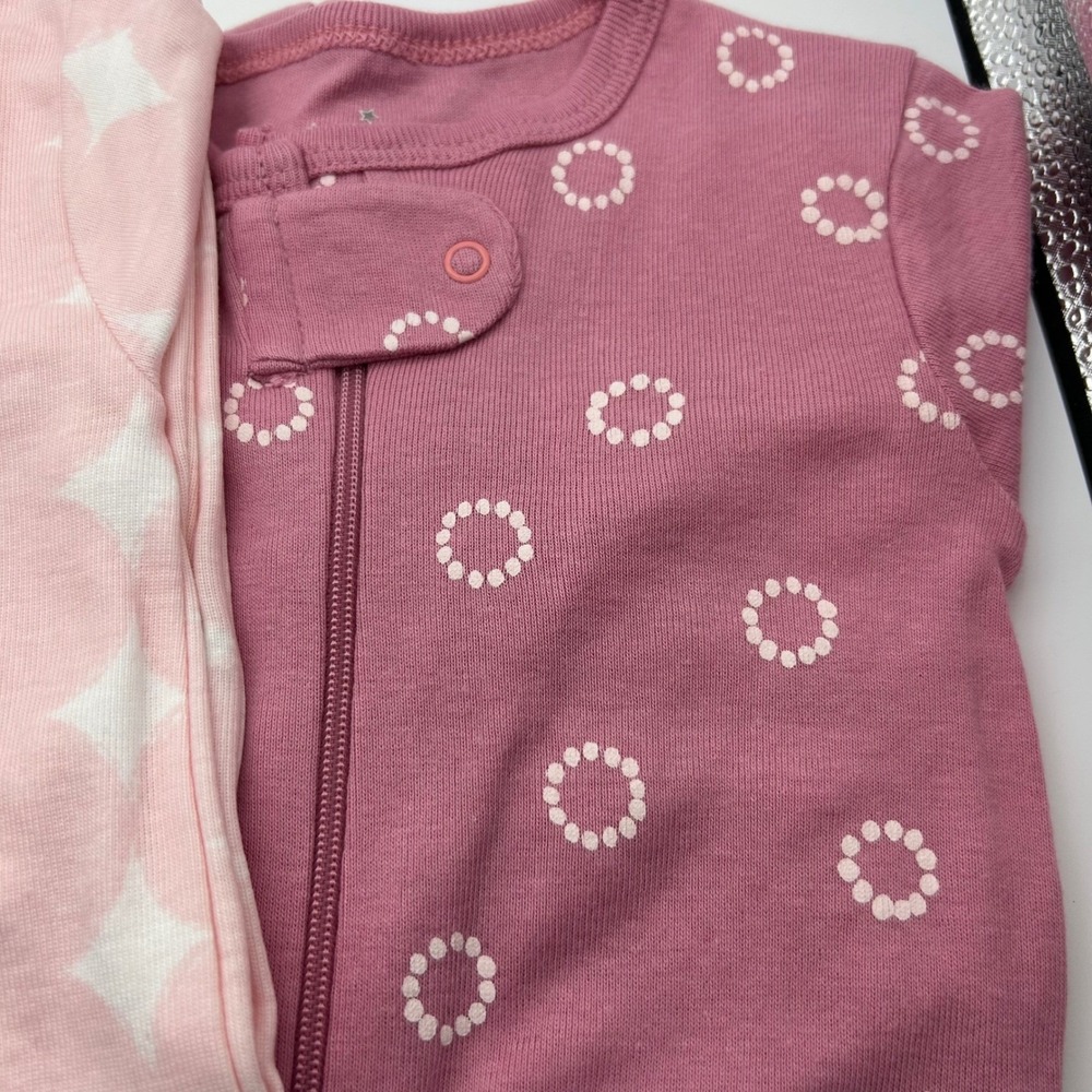 Cloud Island 3 Pack Pink Floral Geometric Sleep N Play Inverted Zipper 12M NWT - Picture 6 of 7